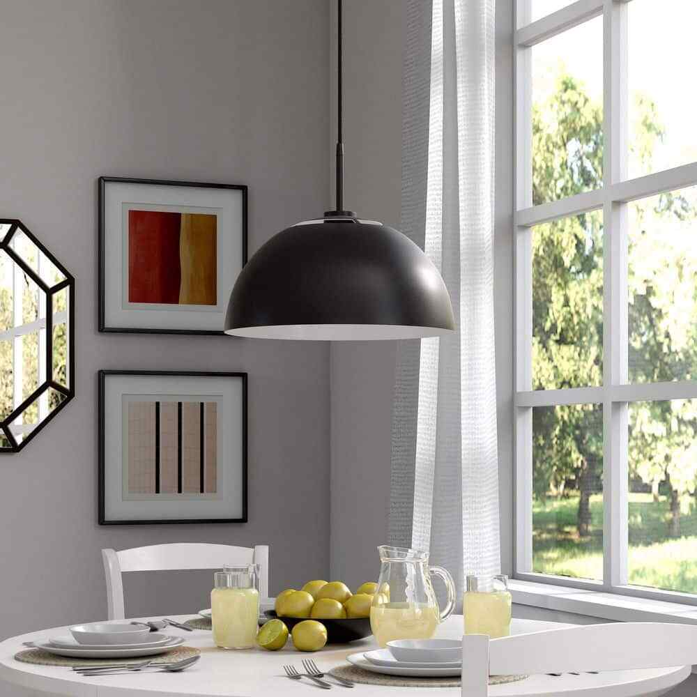 Meyer&Cross Jordyn 16 in. 1-Light Modern Matte Black Pendant with Metal Shade