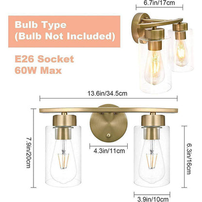EDISLIVE Abbate Brass Modern Curved Bathroom Vanity Light Fixtures Glass Shade