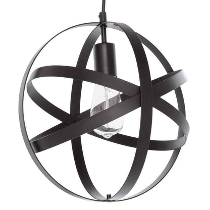 Home Decorators Orbit 1-Light Black Mini Pendant with Black Metal Strap Design