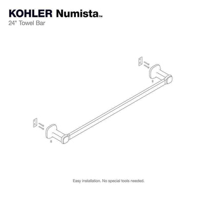 KOHLER Numista 24 in. Bathroom Modern Luxury Towel Bar in Matte Black