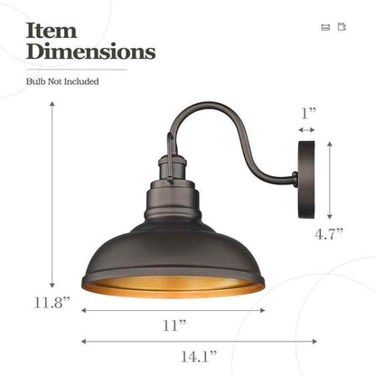 JAZAVA Farmhouse 11 in. Oil Rubbed Bronze Finish Gooseneck Barn Light