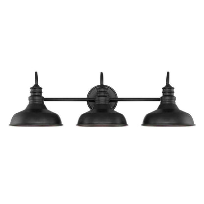Hampton Bay 29 in. Elmcroft 3-Light Matte Black Vanity Light w/ Metal Shades