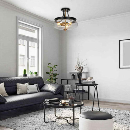 Uolfin Modern Farmhouse Black 3-Light Gold Kitchen Ceiling Lights