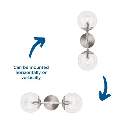 Progress Lighting Atwell 6" 2Light Brushed Nickel Mid-Century Modern Wall Sconce