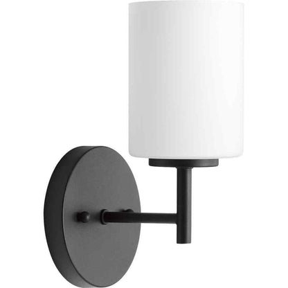 Progress Lighting Replay 5-1/4 in. Black Etched White Glass Vanity Wall Light