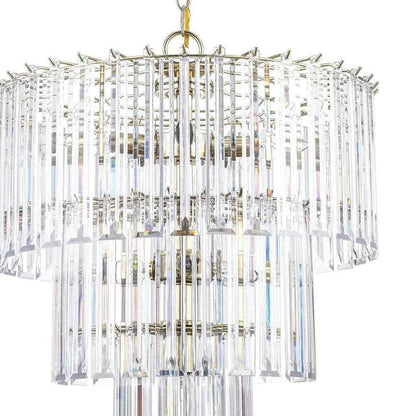 Tranquility 9-Light Polished Brass Tiered Chandelier w/ Beveled Acrylic Shade