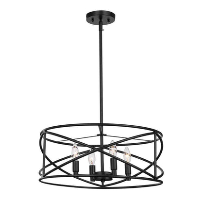 Hampton Bay Hastings 4-Light Satin Bronze Dining Room Chandelier w/ Cage Shade