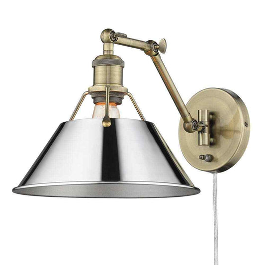 Golden Lighting Orwell 9 in. Aged Brass Sconce 3306-A1W AB-CH