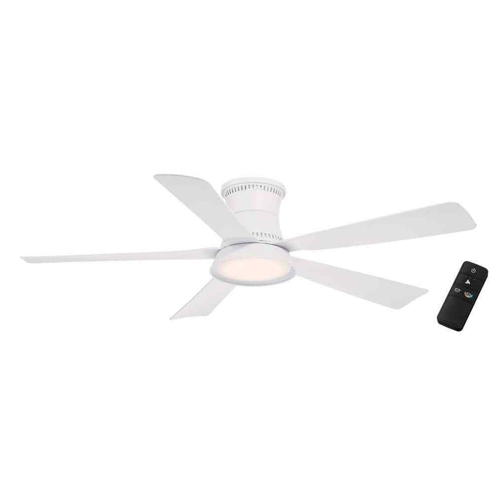 Hampton Bay Hawkspur 52 in. Indoor Outdoor White  Ceiling Fan w Light and Remote
