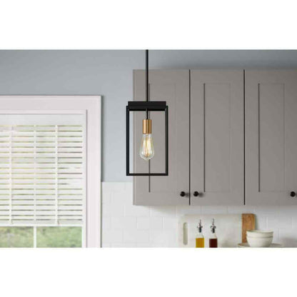 Home Decorators Rollins 1-Light Black Cage Mini Pendant Light for Kitchen