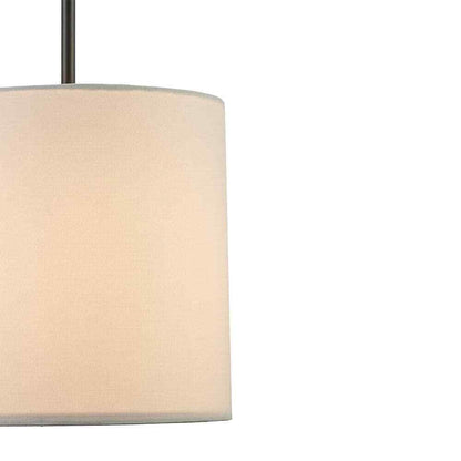 Monteaux Lighting 10 in. 1-Light Black Drum Pendant Light Fixture w/ Linen Shade