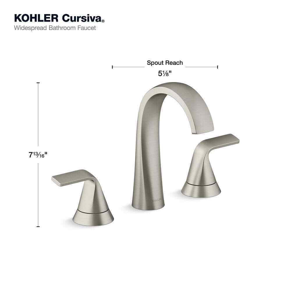 KOHLER Cursiva 8 in. Widespread Bathroom Faucet in Vibrant Brushed Nickel