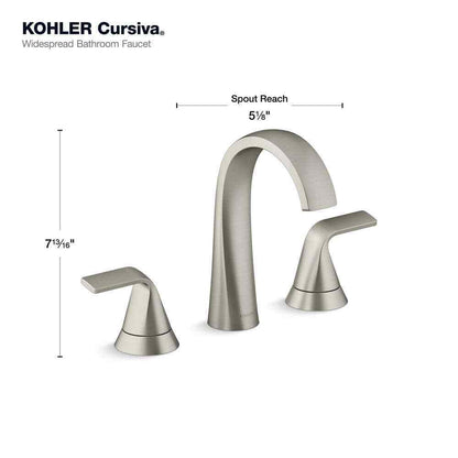 KOHLER Cursiva 8 in. Widespread Bathroom Faucet in Vibrant Brushed Nickel