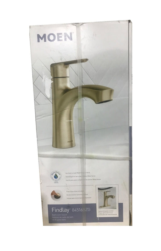 MOEN Findlay Single-Handle Single-Hole Bathroom Faucet in Bronzed Gold 84516BZG