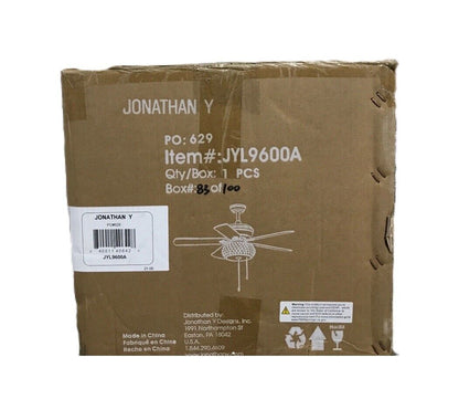 JONATHAN Y Crista 52 in. Chrome 3-Light Metal/Wood LED Ceiling Fan With Light
