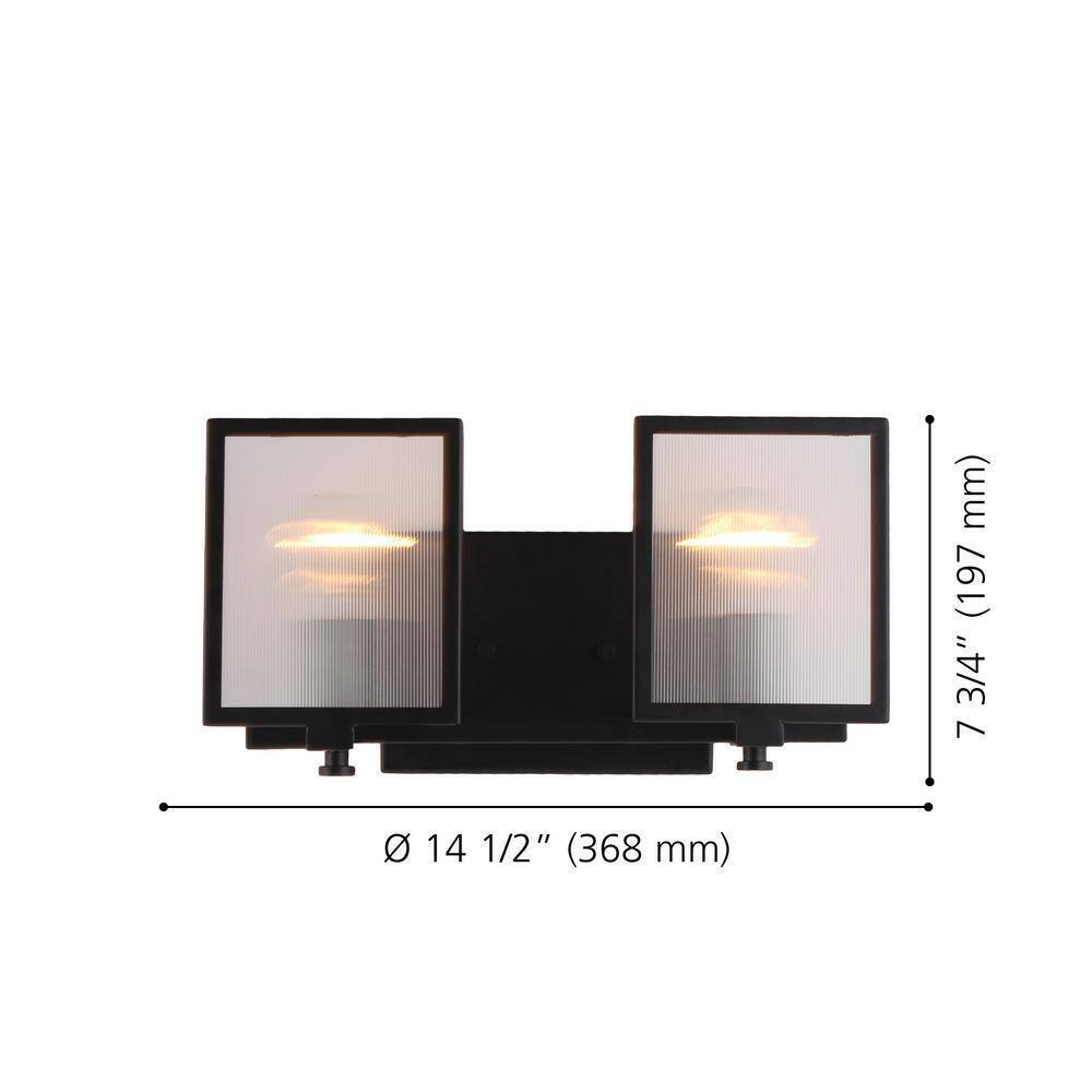 Eglo Henessy 2-Light Black and Brushed Nickel Bath Light with Reeded Glass