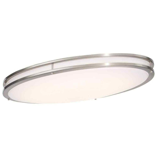 Hampton Bay 32 in. Oval 1-Light Brushed Nickel Dimmable LED Flush Mount