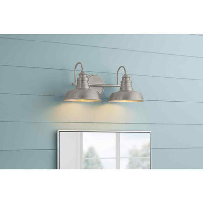 Hampton Bay Elmcroft 18.25 in. 2-Light Brushed Nickel Vanity w/ Metal Shades