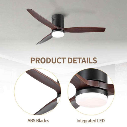 PUDO 52 in 1-LIght Black Integrated LED Indoor Ceiling Fan Lighting w/ Remote