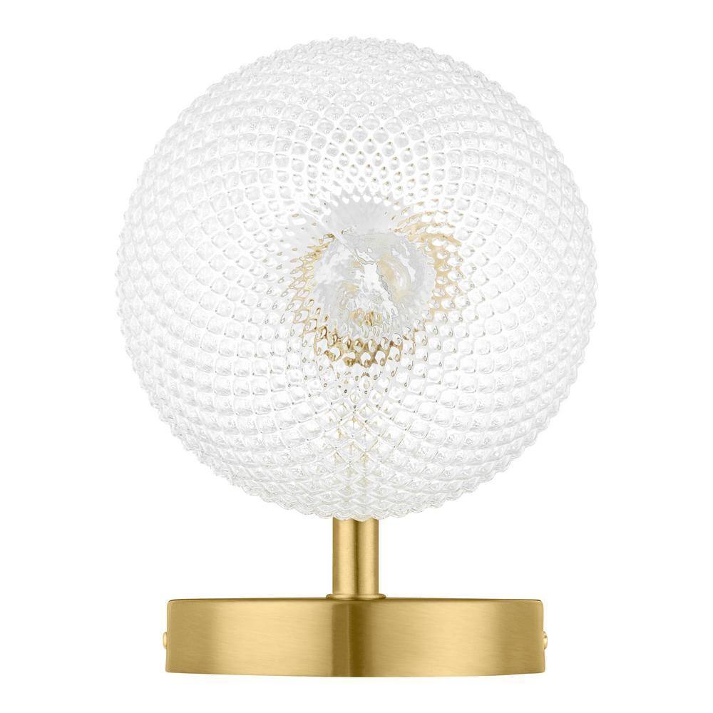 Hampton Bay Walsh 1-Light Brass Wall Sconce Light with Prismatic Glass Shade