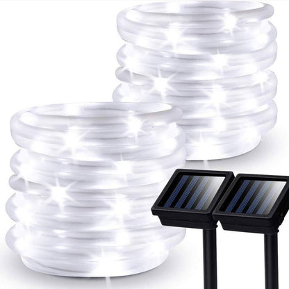GIGALUMI Outdoor 35.7 ft. Solar Powered Cool White LED Rope Light  2-Pack