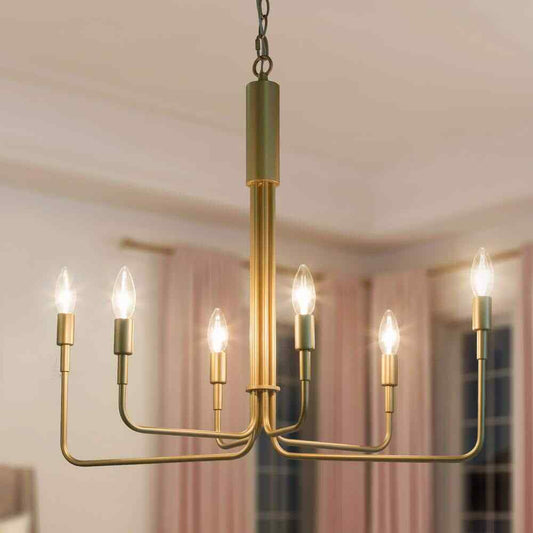 LNC Modern Light Gold Chandelier Contemporary 6-Light Candlestick Hanging Light