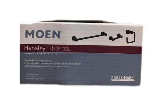 MOEN Hensley Press and Mark 3-Piece Bath Hardware Set Matte Black