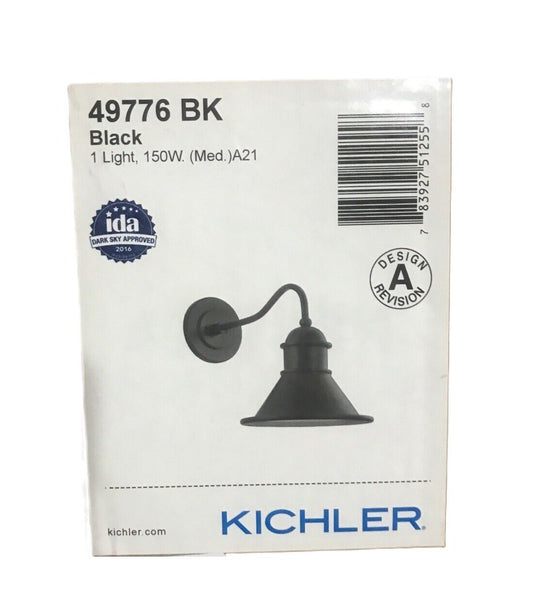 KICHLER Northland 16.75 in. 1-Light Black Outdoor Hardwired Barn Sconce