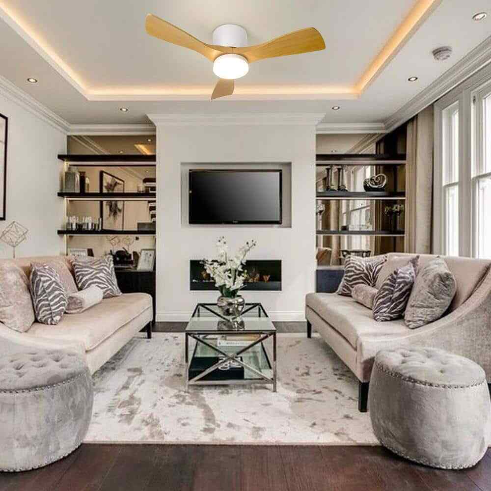 TOZING 36 in. LED Indoor Smart Dimmable Flush Ceiling Fan w/ Light and Remote