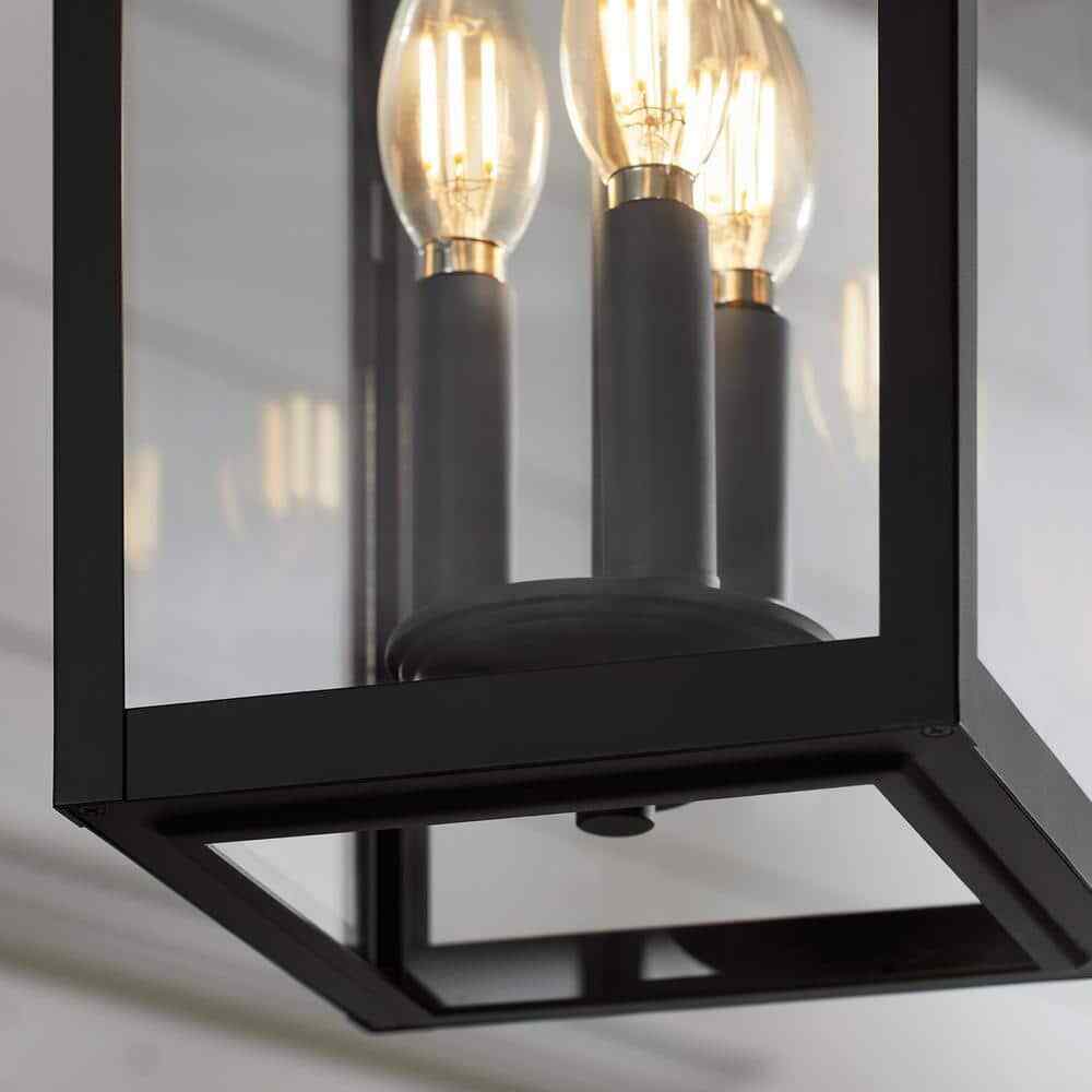Home Decorators Havenridge 3-Light Matte Black Outdoor Hanging Pendant Light