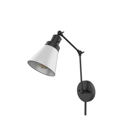Hampton Bay 1-Light Black Plug-In/Hardwired Swing Arm Wall Lamp