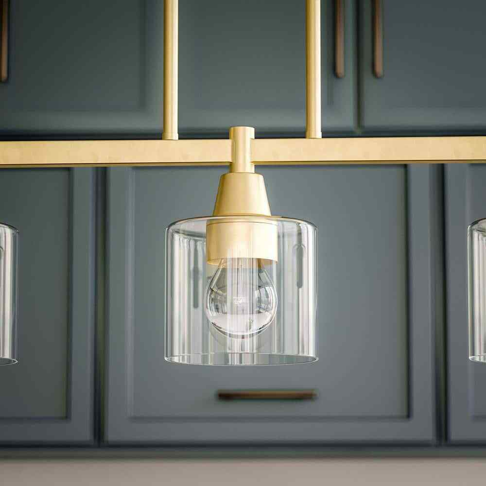 Hampton Bay Oron 3-Light Gold Linear Island Pendant Hanging Light