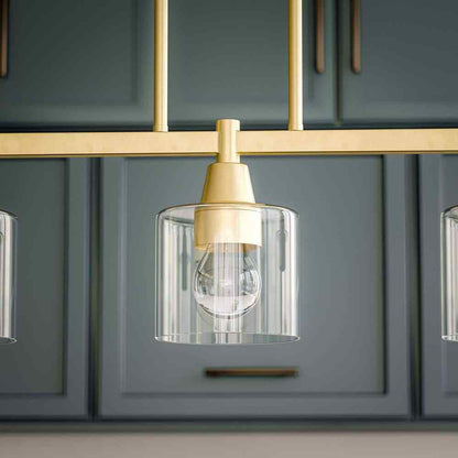 Hampton Bay Oron 3-Light Gold Linear Island Pendant Hanging Light
