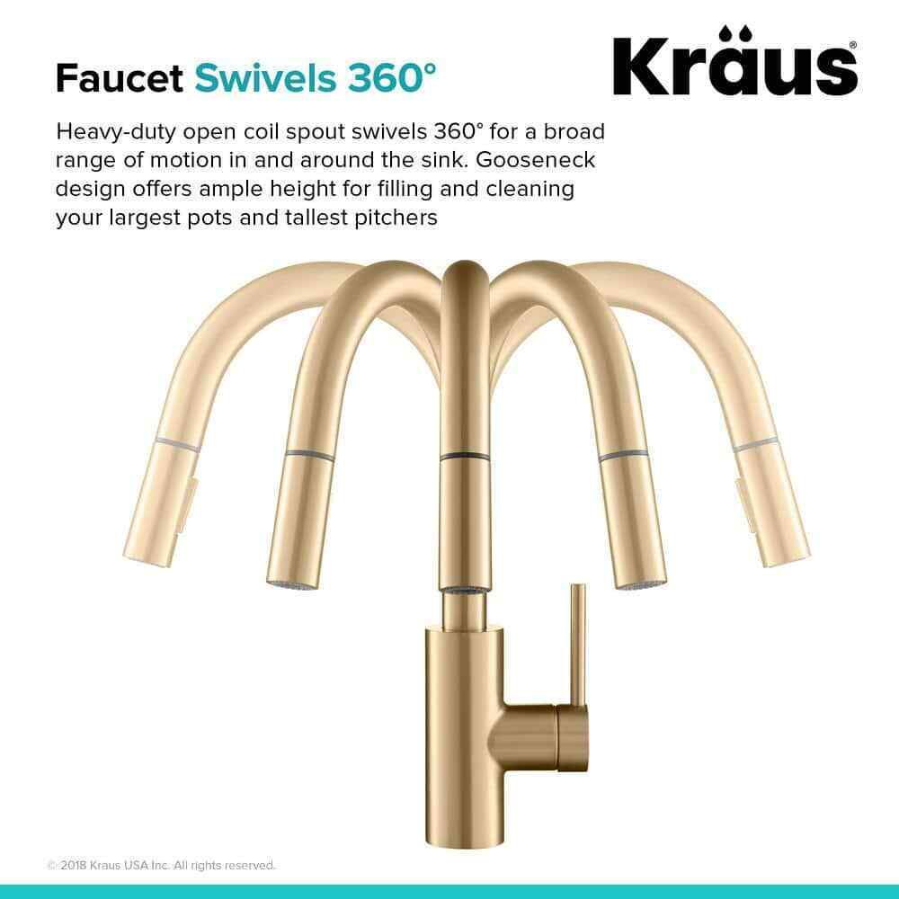KRAUS Oletto Single-Handle Pull-Down Kitchen Faucet w/ Dual-Function Sprayer