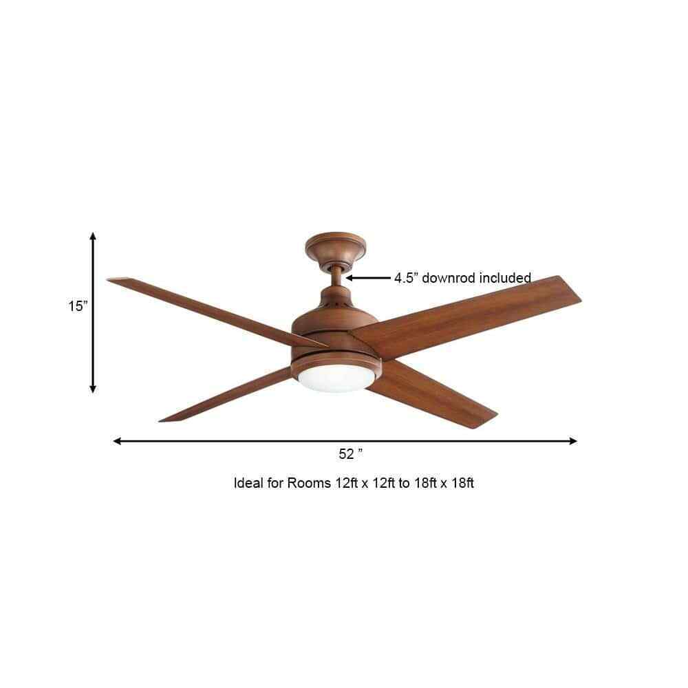 Home Decorators Mercer 52 in. LED Indoor Distressed Koa Ceiling Fan