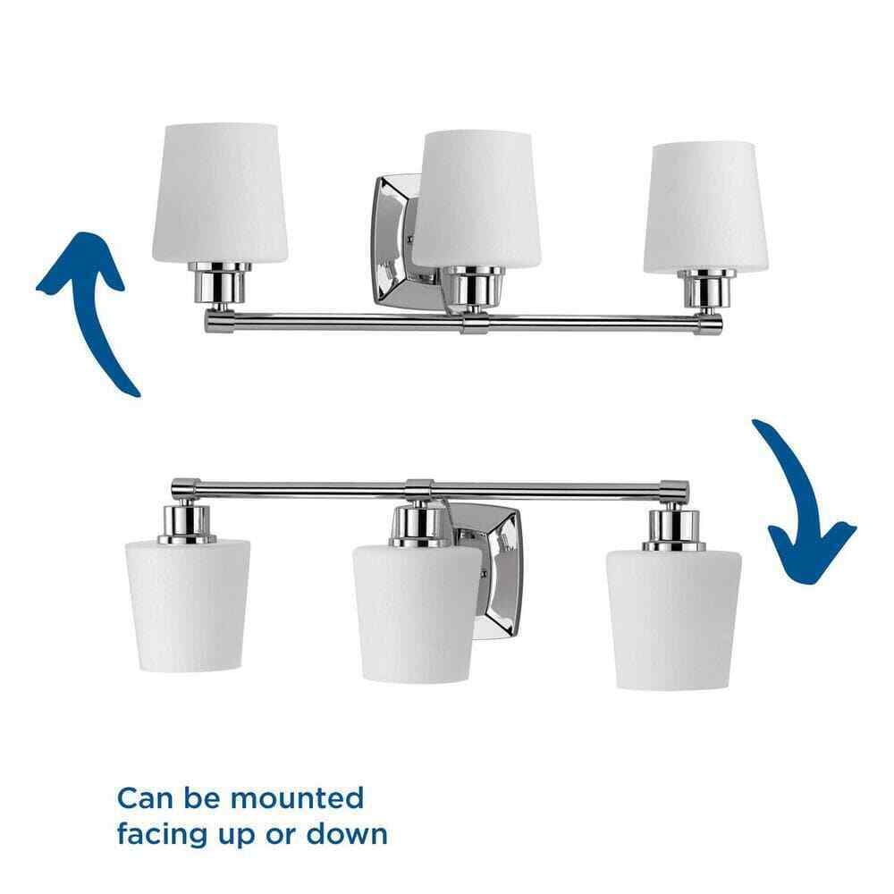 Progress Lighting Glance Chrome White Linen Glass Farmhouse Bath Vanity Light