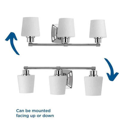 Progress Lighting Glance Chrome White Linen Glass Farmhouse Bath Vanity Light