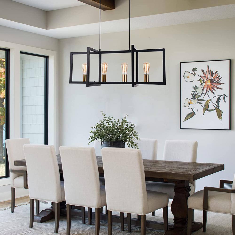 EDISLIVE Ferrill 4-Light Modern Kitchen Island Industrial Linear Chandelier