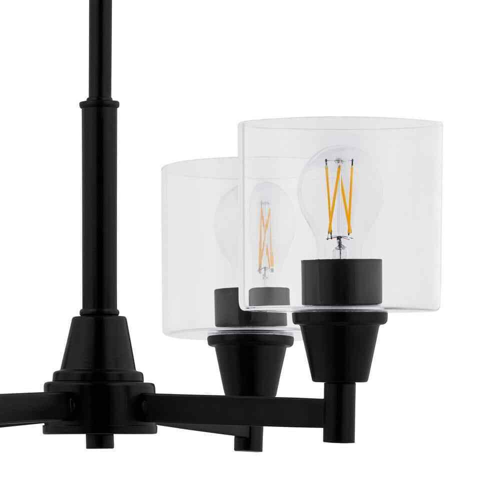 Hampton Bay Oron 4-Light Black Reversible Chandelier w/ Clear Glass Shades