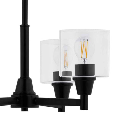 Hampton Bay Oron 4-Light Black Reversible Chandelier w/ Clear Glass Shades