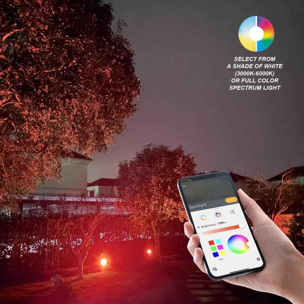 Hampton Bay Low Voltage Black LED Outdoor Spotlight Smart App Control Hubspace