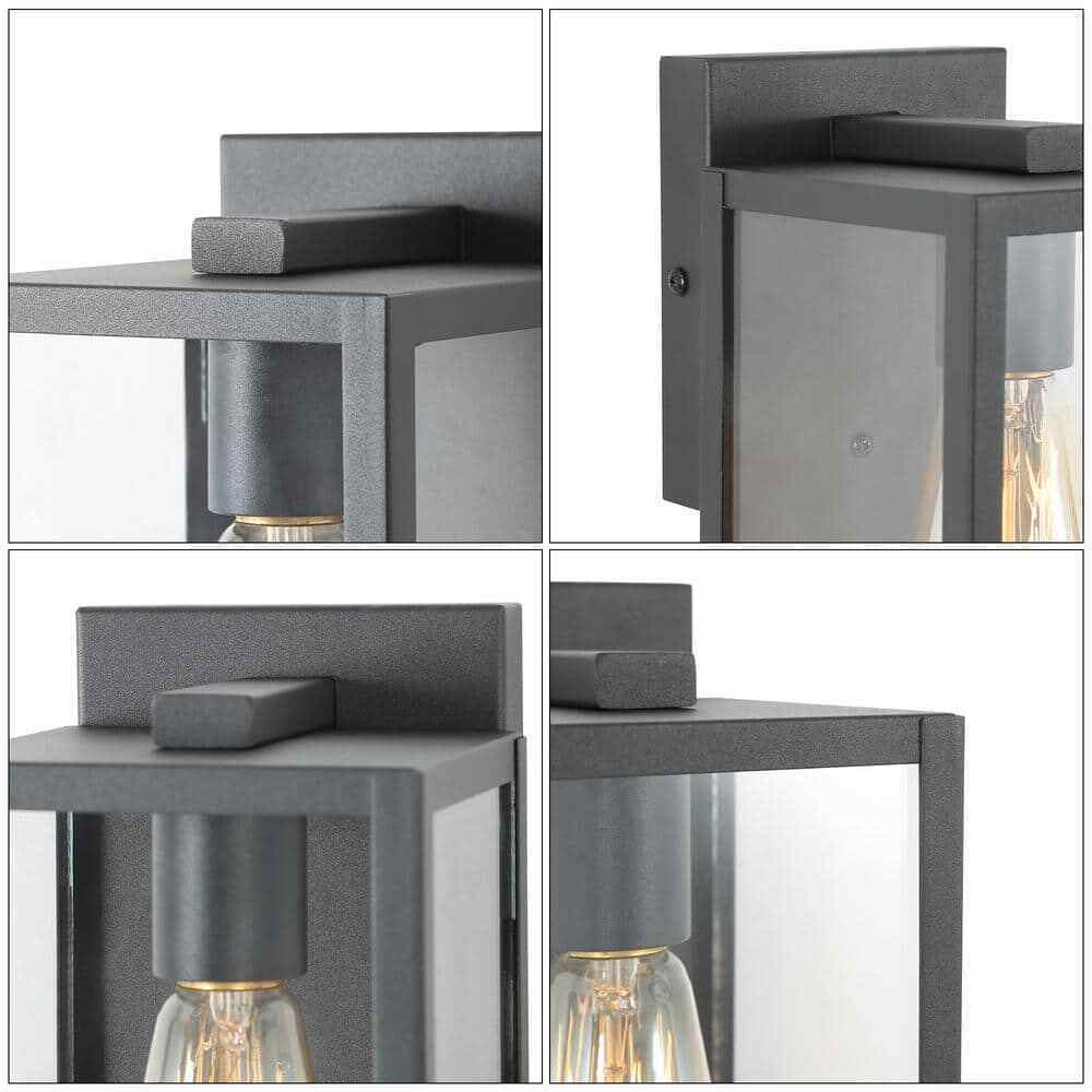 LNC Modern Black Outdoor Sconce 1-Light Minimalist Exterior Wall Lantern