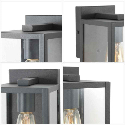 LNC Modern Black Outdoor Sconce 1-Light Minimalist Exterior Wall Lantern