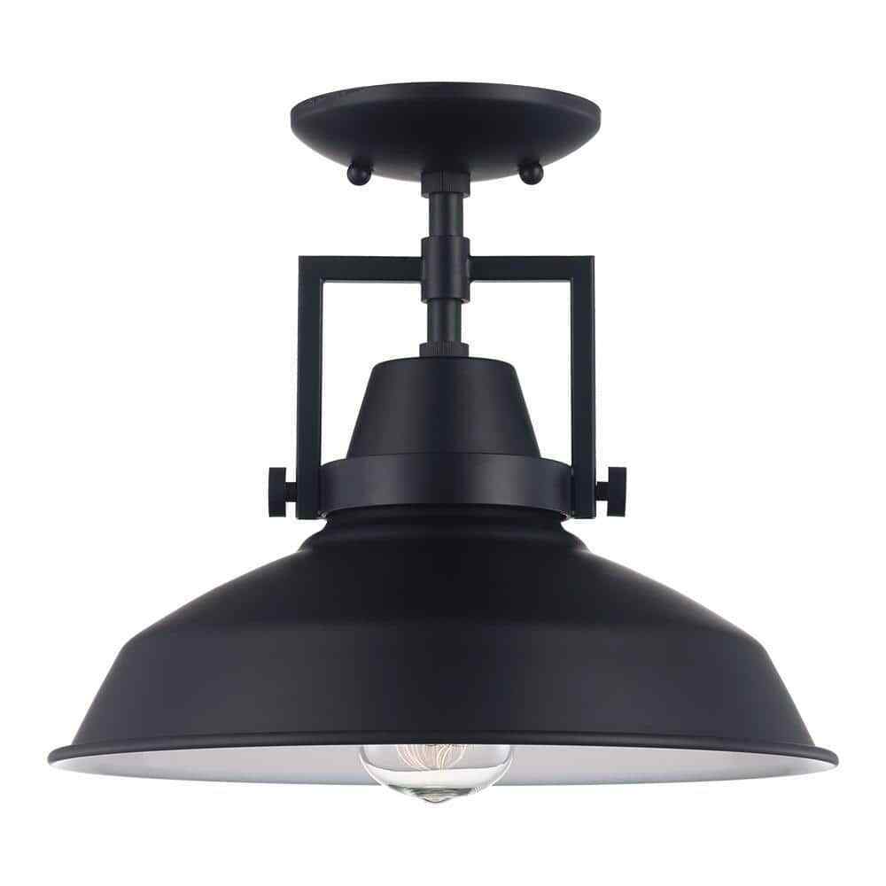 Hampton Bay Wilhelm 12 in. 1-Light Black Semi-Flush Mount DC-C4927-12 BK