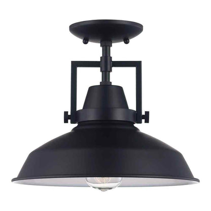 Hampton Bay Wilhelm 12 in. 1-Light Black Semi-Flush Mount DC-C4927-12 BK