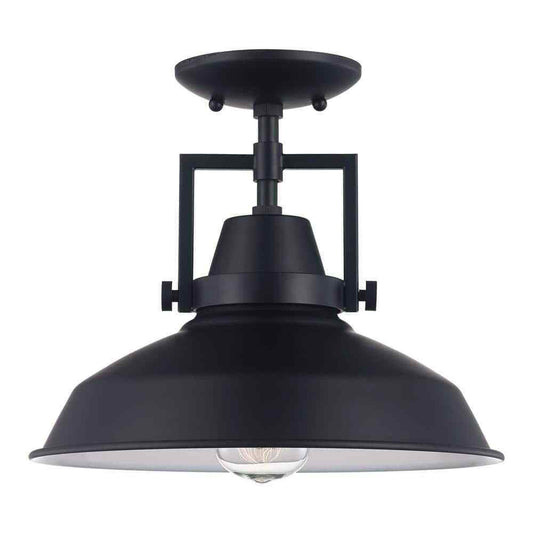 Hampton Bay Wilhelm 12 in. 1-Light Black Semi-Flush Mount DC-C4927-12 BK