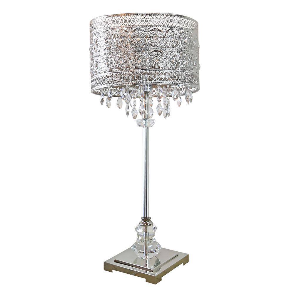 River of Goods Brielle 28.75 in. Table Lamp w/ Polished Nickel and Crystal Shade