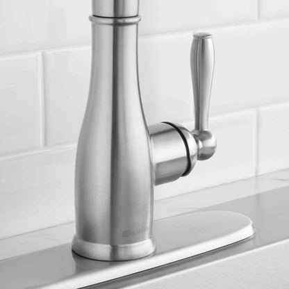 Glacier Bay Mandouri 1-Handle Spring Neck Pull Down Sprayer Kitchen Faucet SS