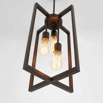 Artika Yale 3-light Black Modern Industrial Caged Hanging Pendant Light