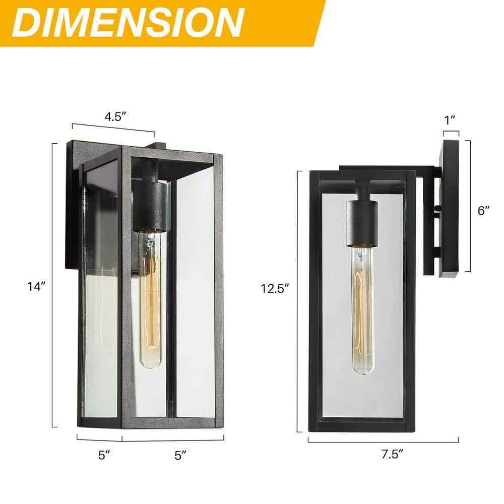 LNC Rustic Matte Black Outdoor Wall Sconce 1-Light Classic Cage Wall Lantern